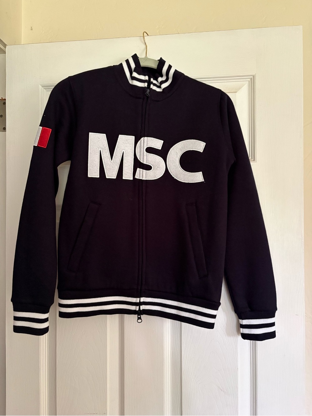 MSC navy Zip-Up Track Jacket with Striped Trim
